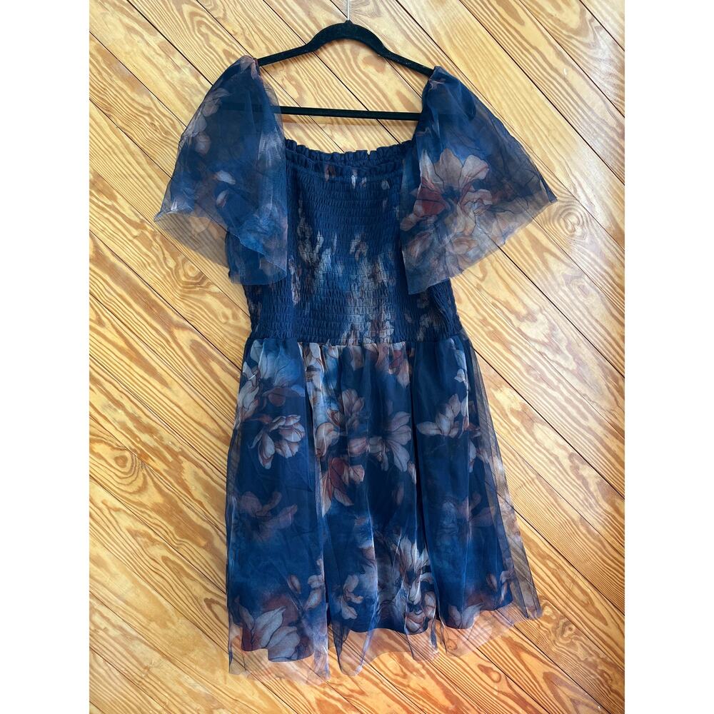Baltic Born Tivoli Tulle Short Dress Dark Blue Floral - Picture 7 of 7